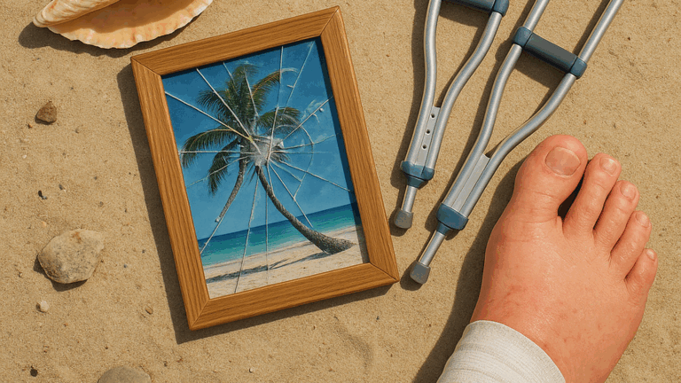 Broken leg on the beach