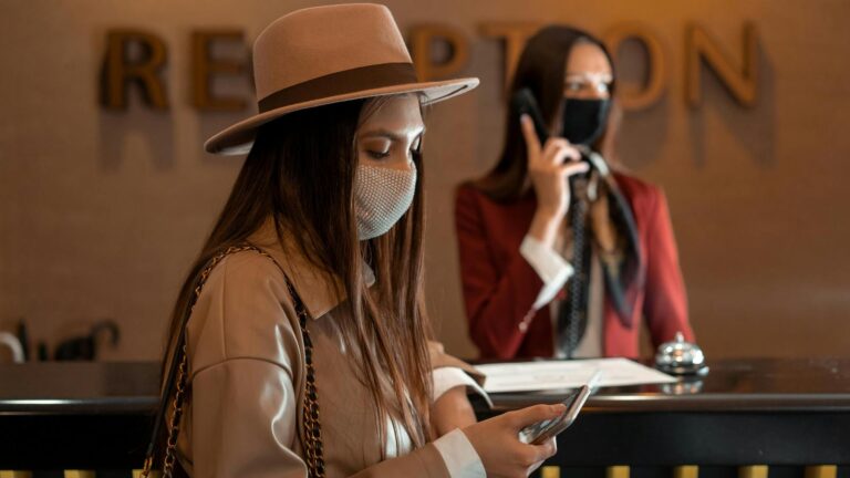 2 womens on hotel reception