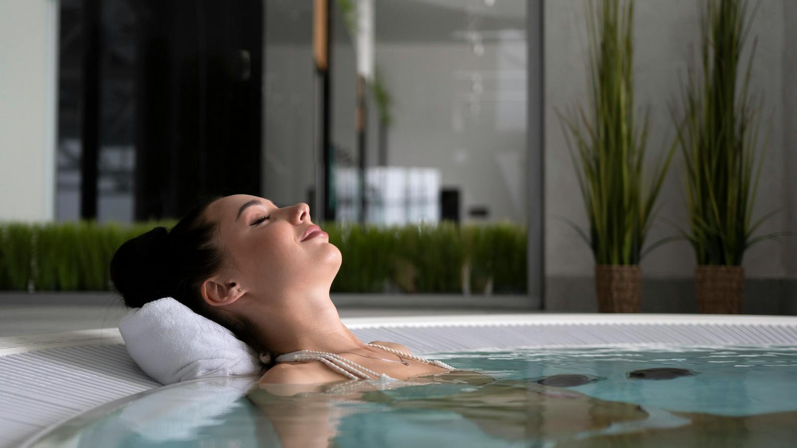 A woman in the jacuzzi