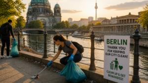 a woman cleaning a street's