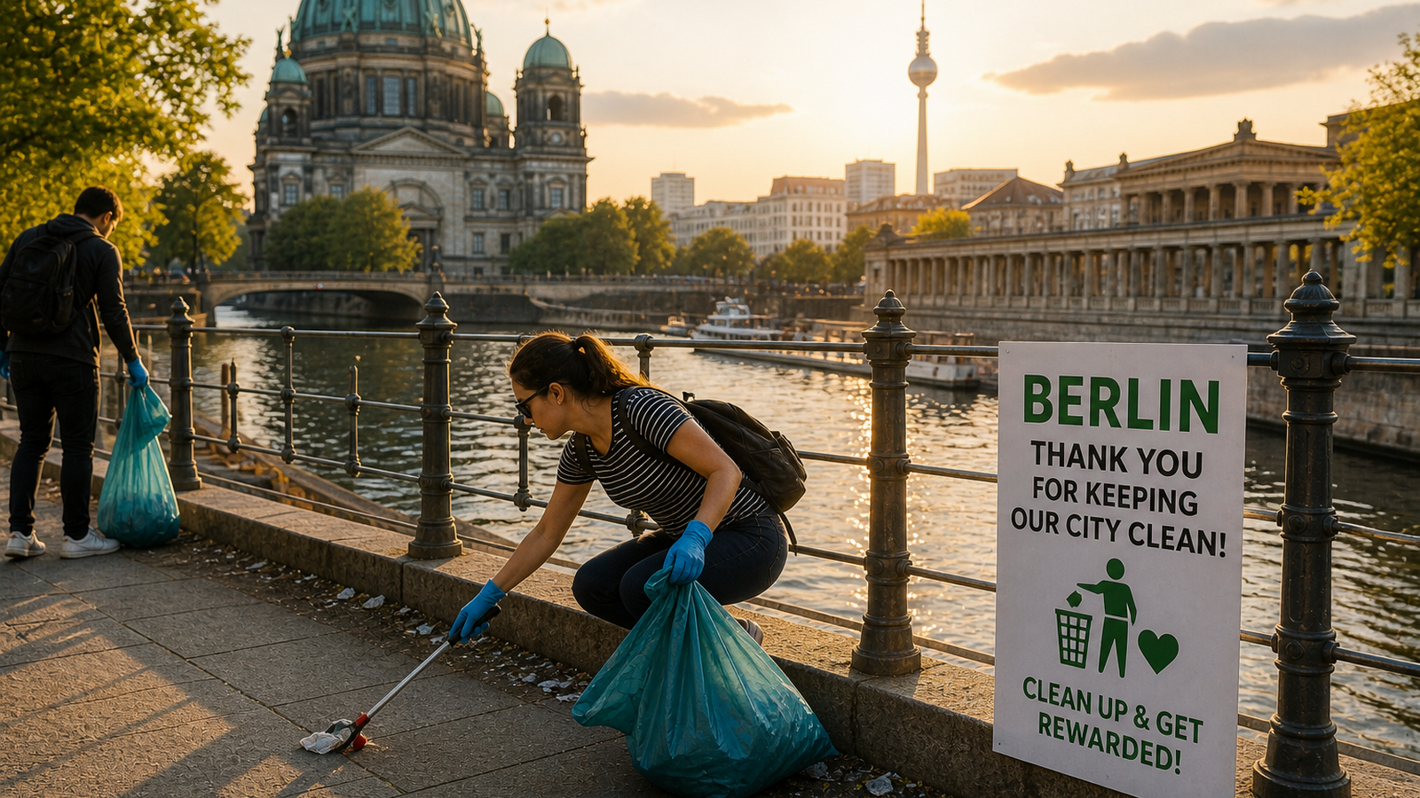 a woman cleaning a street's
